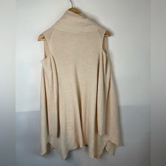 ALLSAINTS Cava Cold Shoulder Draped Open Cardigan Almond Medium FLAW - Picture 6 of 7